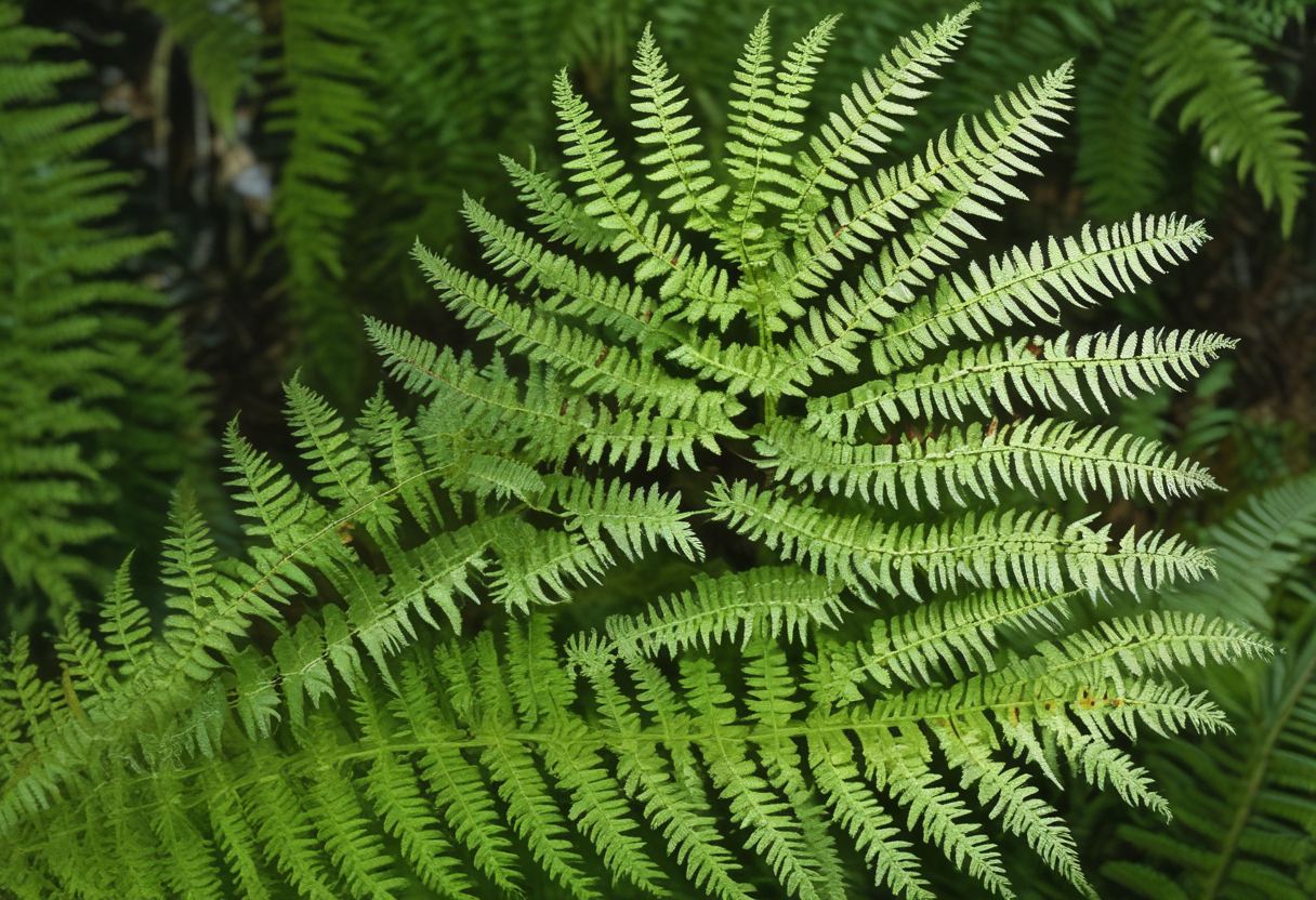 Feuille de fougère montrant sa structure fractale